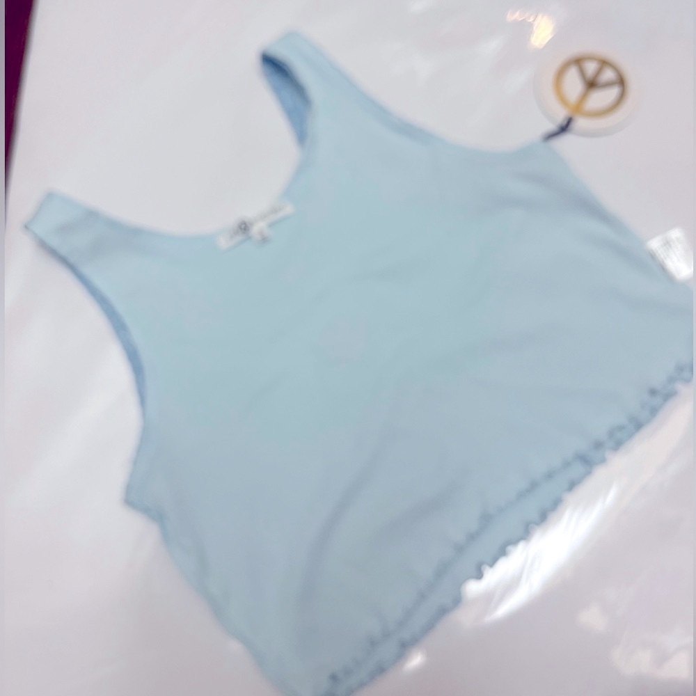 NWT 🩵🍄💙 Love Peace and lazy days blue crop top mushroom - Picture 10 of 10